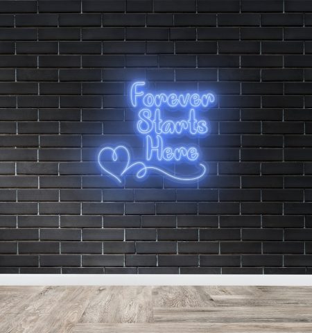 Forever Starts Here blue neon