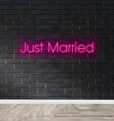 Just Married Hot Pink Neon